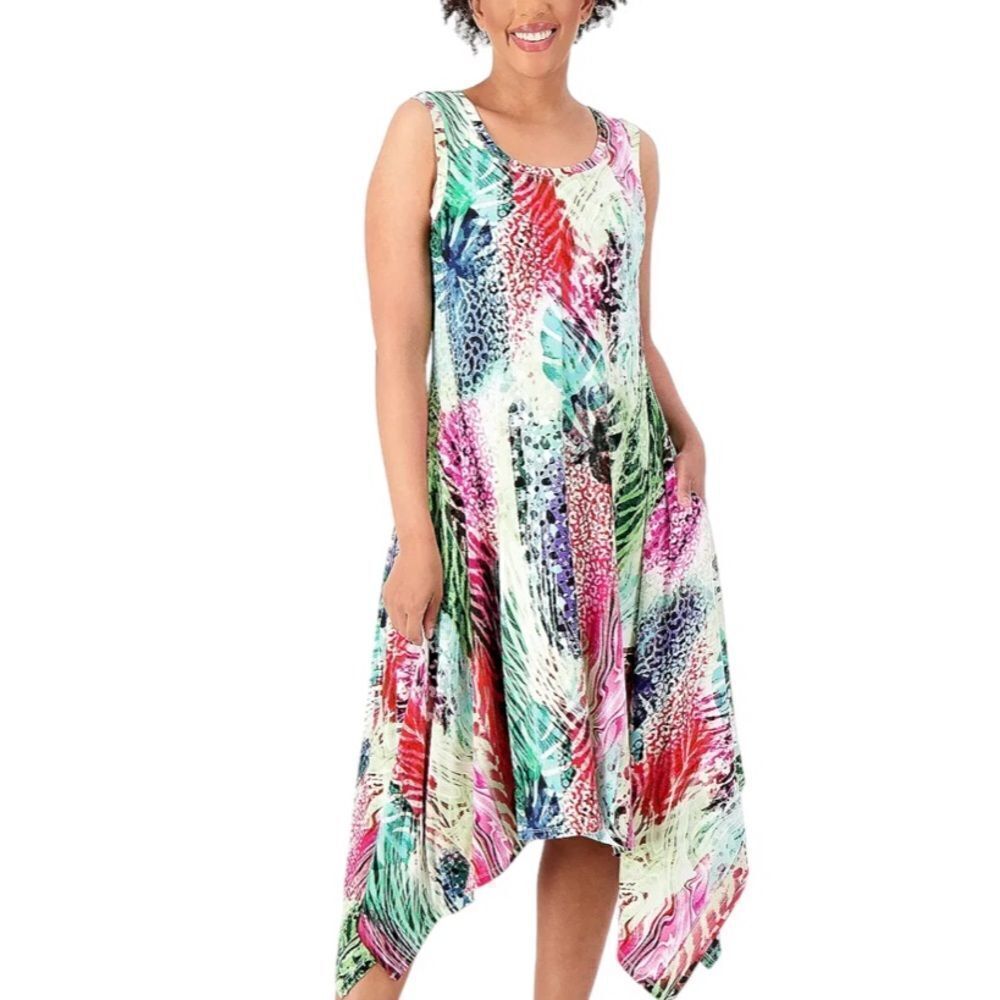 New Jersey Dress by Attitudes by Renee Porto Rainbow Sz Large Petite